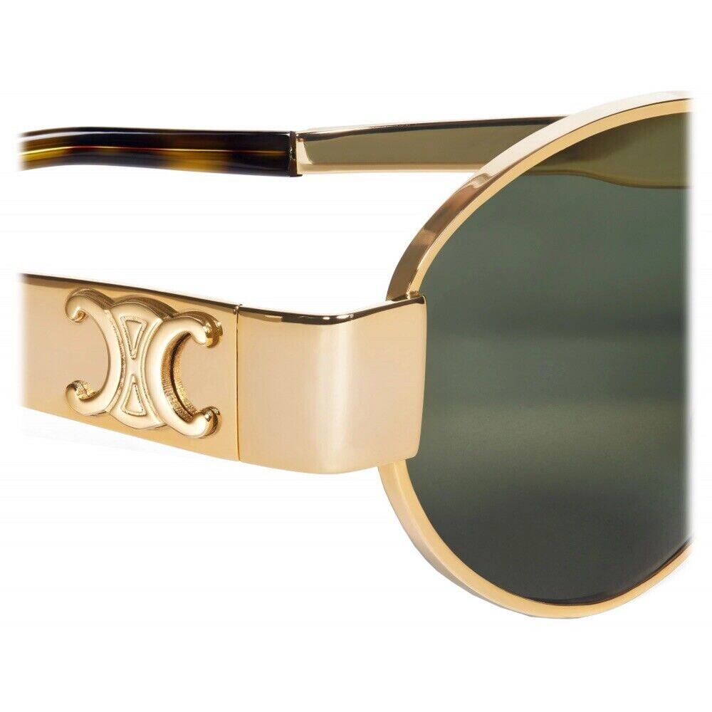 Celine CL40235U 30N Triomphe Metal Oval Sunglasses Gold Green Lens AUTHENTIC - Picture 4 of 7